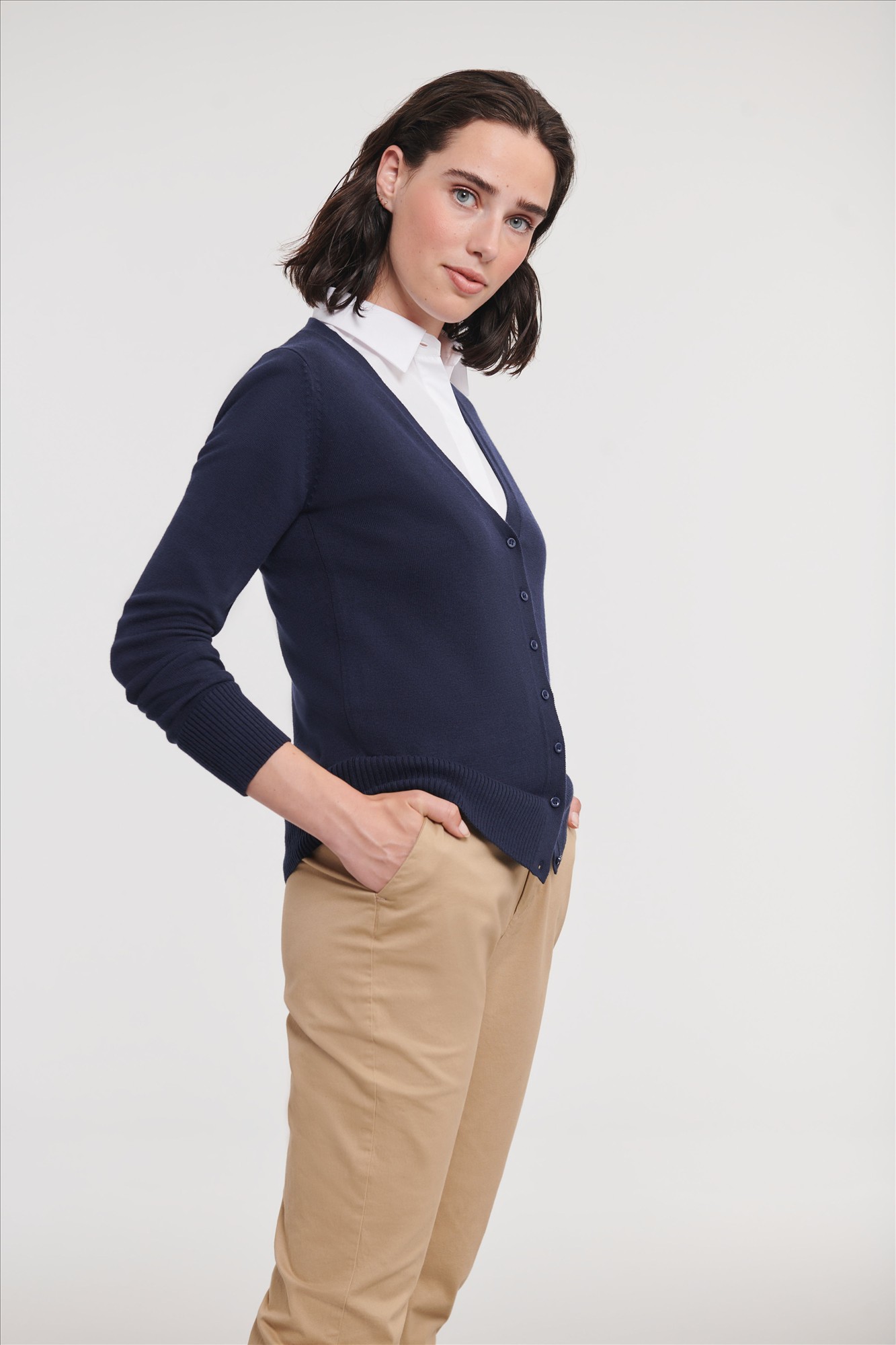 Russell Ladies V-Neck Knitted Cardigan — afbeelding 4