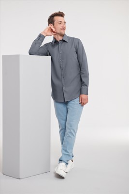 Russell Men LSL Tailored Polycot. Poplin Shirt Russell Athletic 9924M