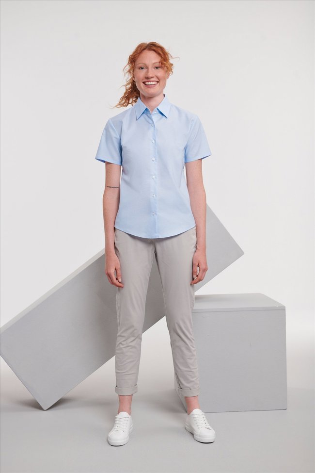 Russell Ladies Shortsleeve Clas. Oxford Shirt Russell Athletic 9933F