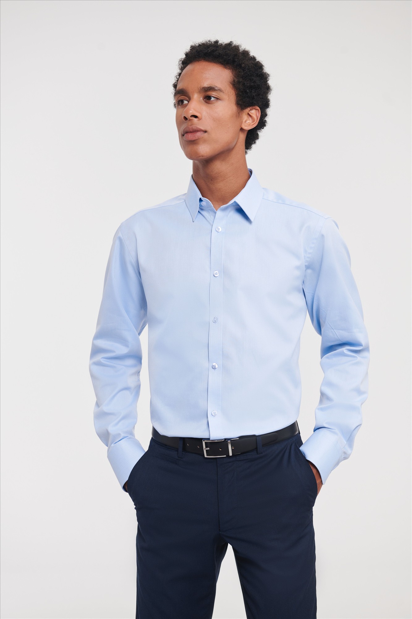 Russell Men LSL Tailored Herringbone Shirt — afbeelding 2