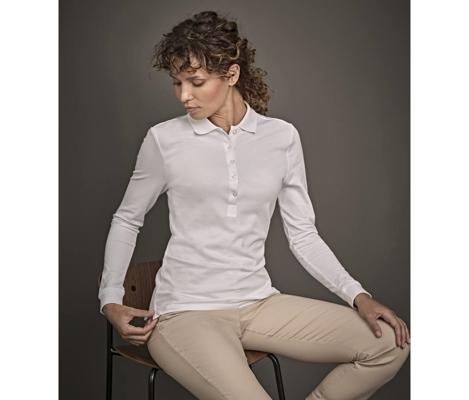 LADIES LUXURY STRETCH LONG SLEEVE POLO TEE JAYS TJ146