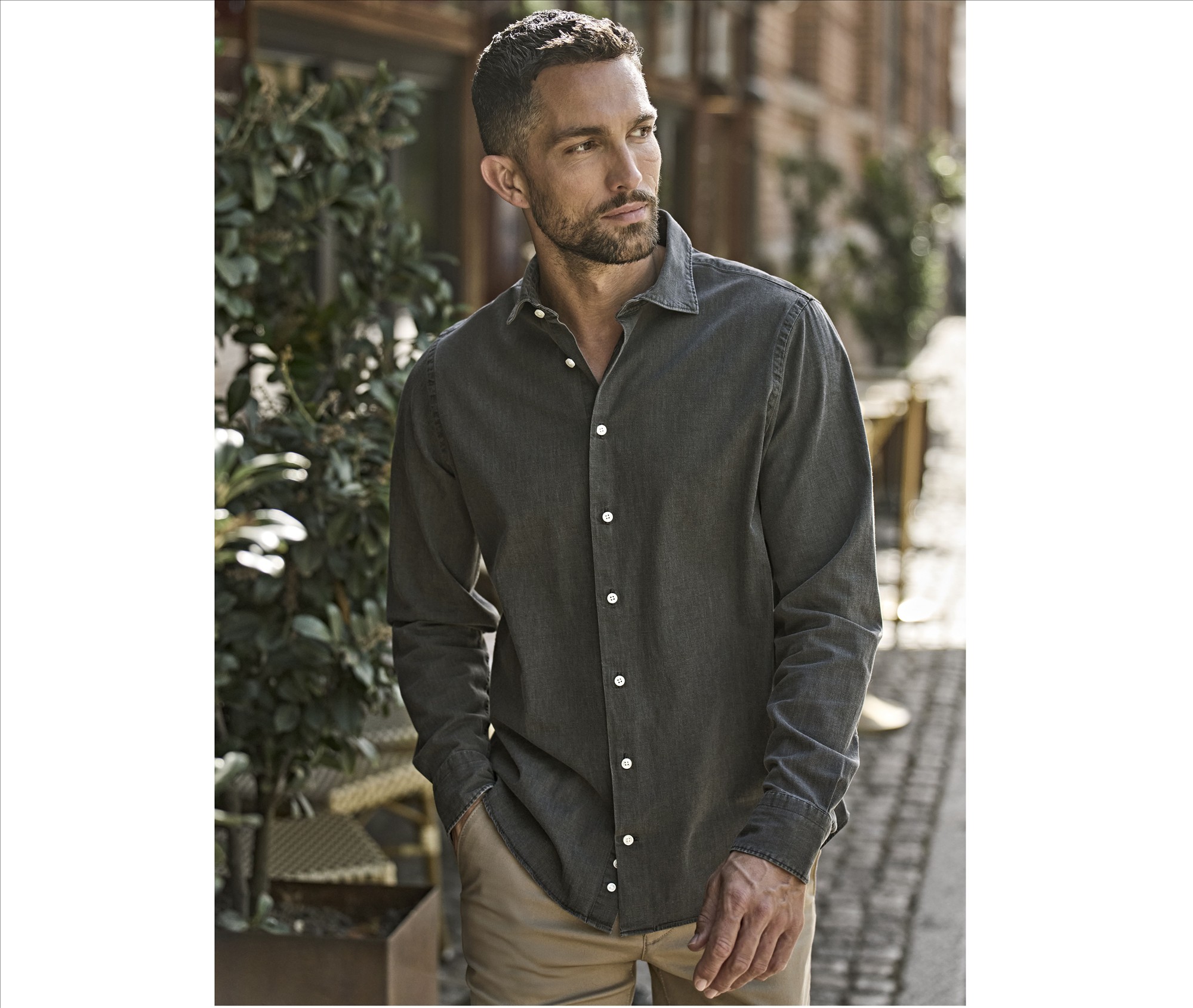 TEE JAYS DENIM SHIRT bedrukken met eigen logo