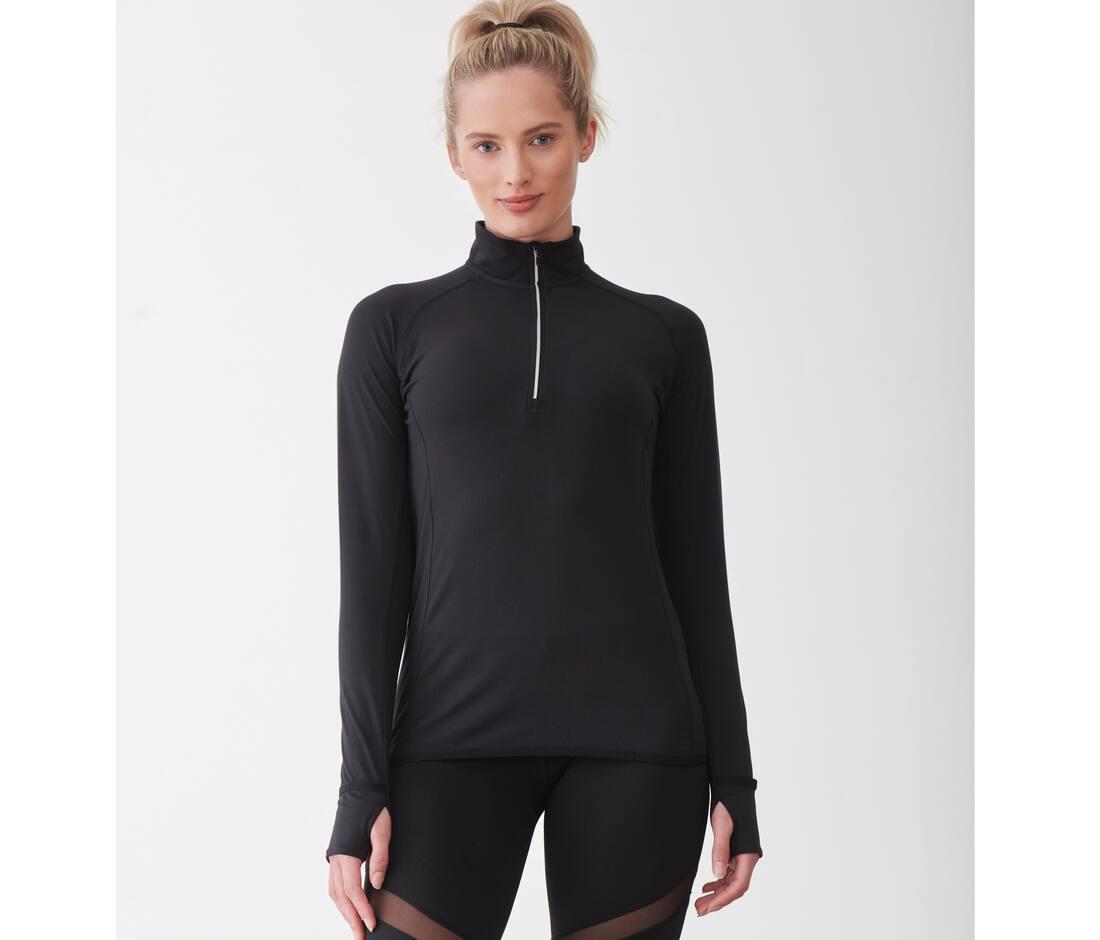 TOMBO LADIES' LONG SLEEVED 1/4 ZIP TOP bedrukken met eigen logo