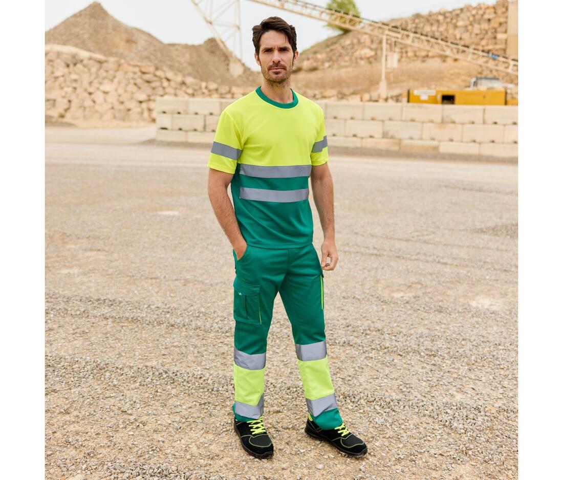 VELILLA TWO-TONE HIGH VISIBILITY MULTI-POCKET STRETCH TROUSERS bedrukken met eigen logo