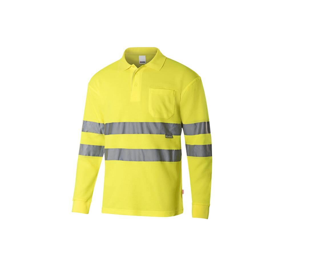 VELILLA HIGH VISIBILITY LS COTTON POLO SHIRT bedrukken met eigen logo