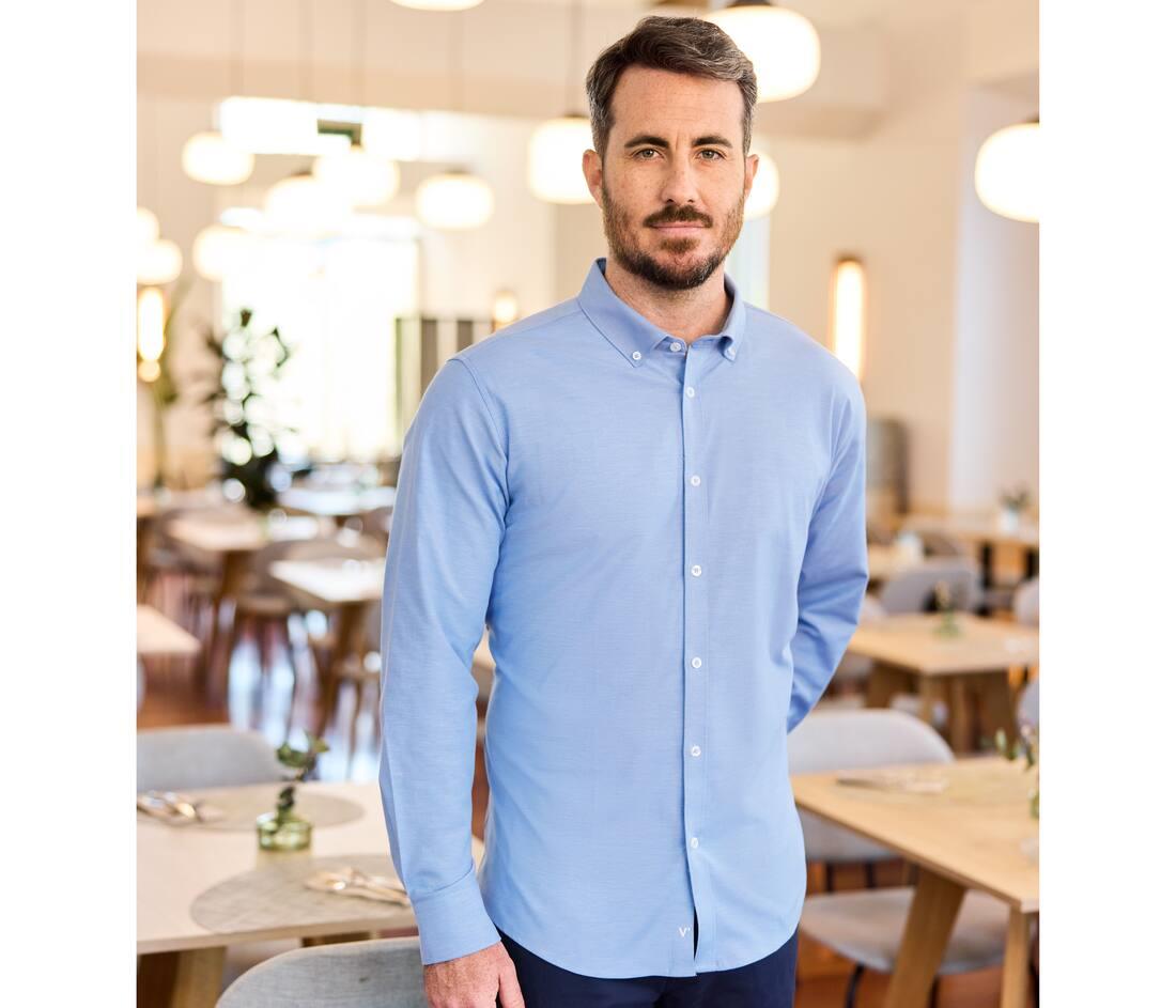 VELILLA MEN'S LONG-SLEEVE STRETCH OXFORD SHIRT bedrukken met eigen logo