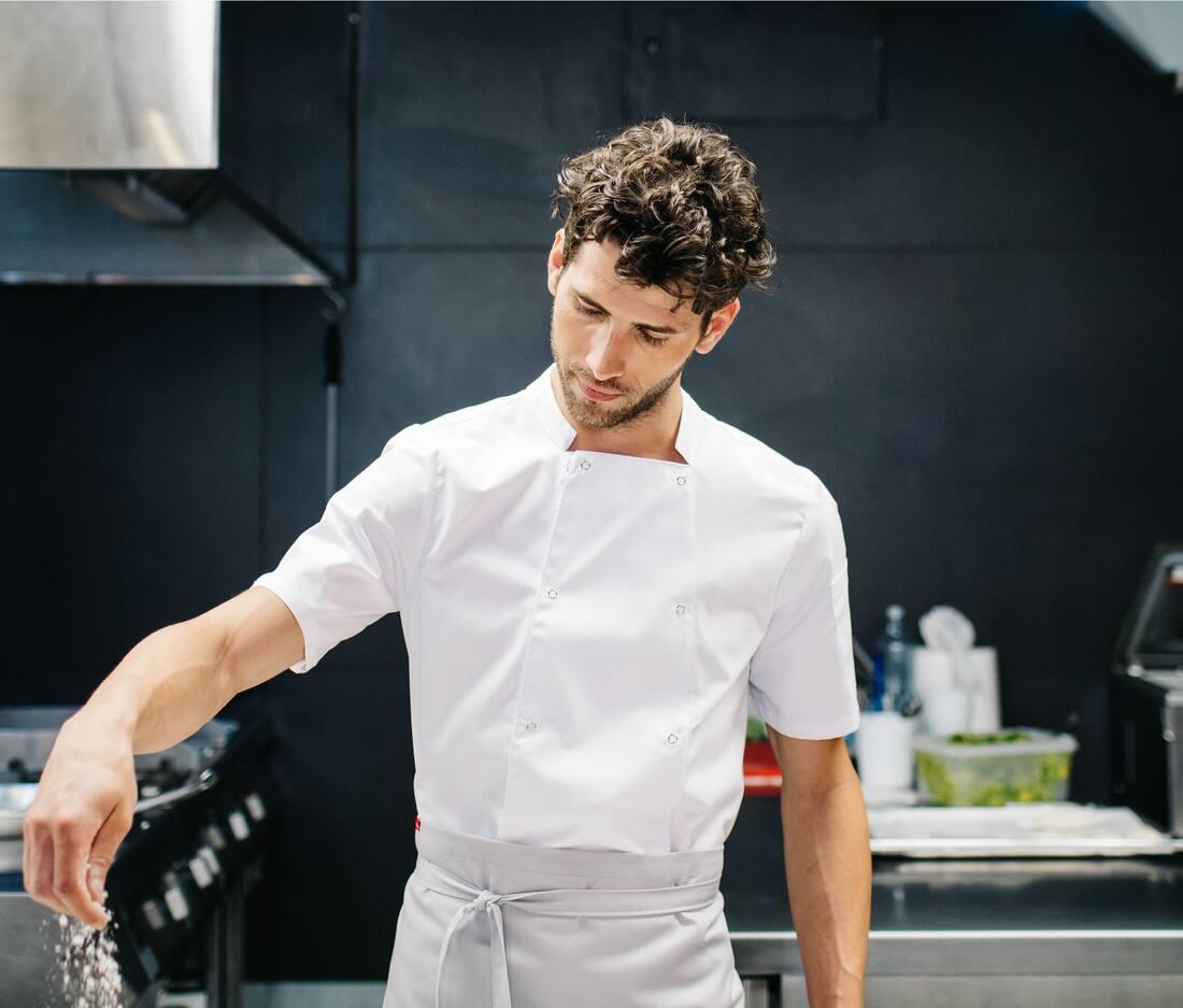 VELILLA SHORT SLEEVE KITCHEN JACKET bedrukken met eigen logo