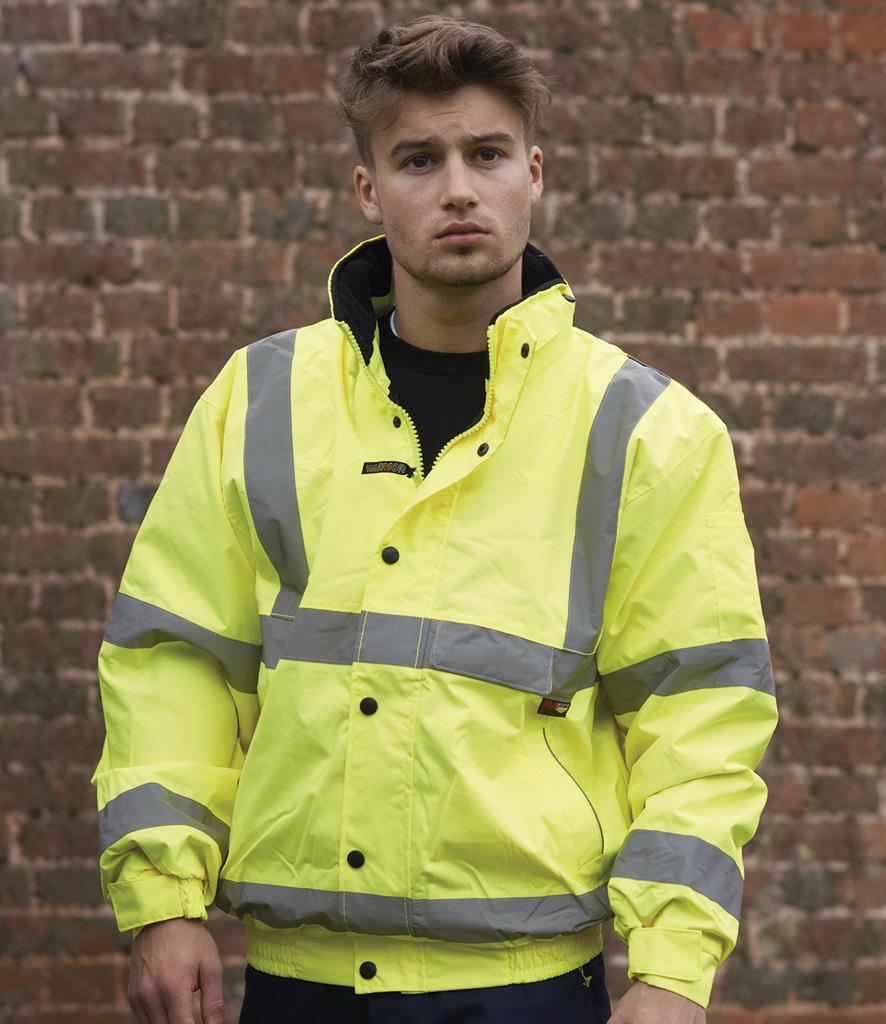 Warrior Hi-Vis Fleece Lined Bomber Jacket bedrukken met eigen logo