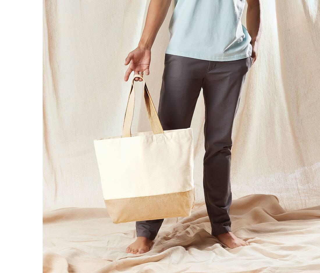 WESTFORD MILL JUTE BASE CANVAS TOTE bedrukken met eigen logo