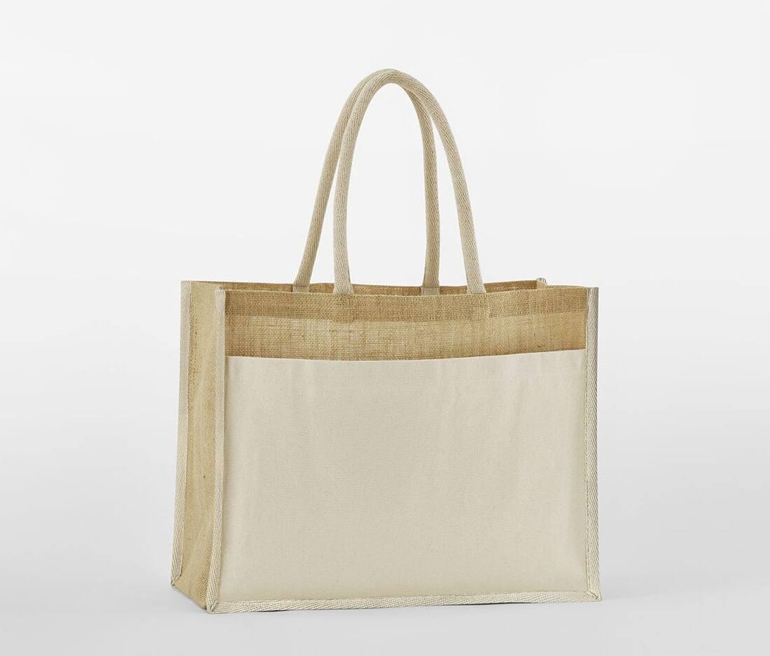 WESTFORD MILL COTTON POCKET NATURAL STARCHED JUTE SHOPPER bedrukken met eigen logo