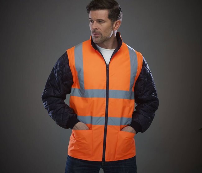 HI-VIS QUILTED JACKET WITH DETACHABLE SLEEVES YOKO YK008SL