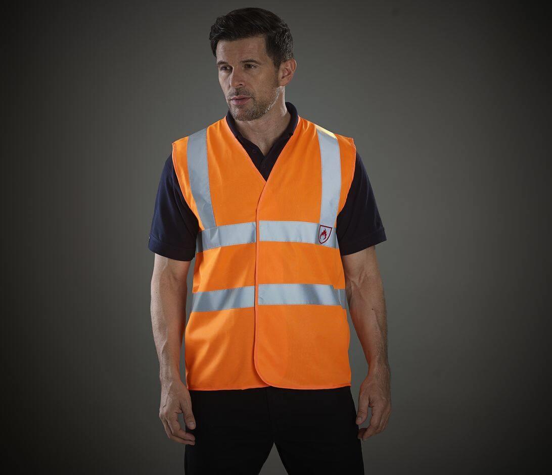 YOKO HI-VIS FLAME RETARDANT SLEEVELESS WAISTCOAT bedrukken met eigen logo