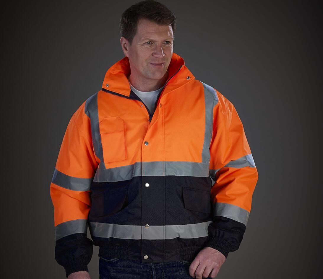YOKO HI-VIS TWO TONE BOMBER JACKET bedrukken met eigen logo
