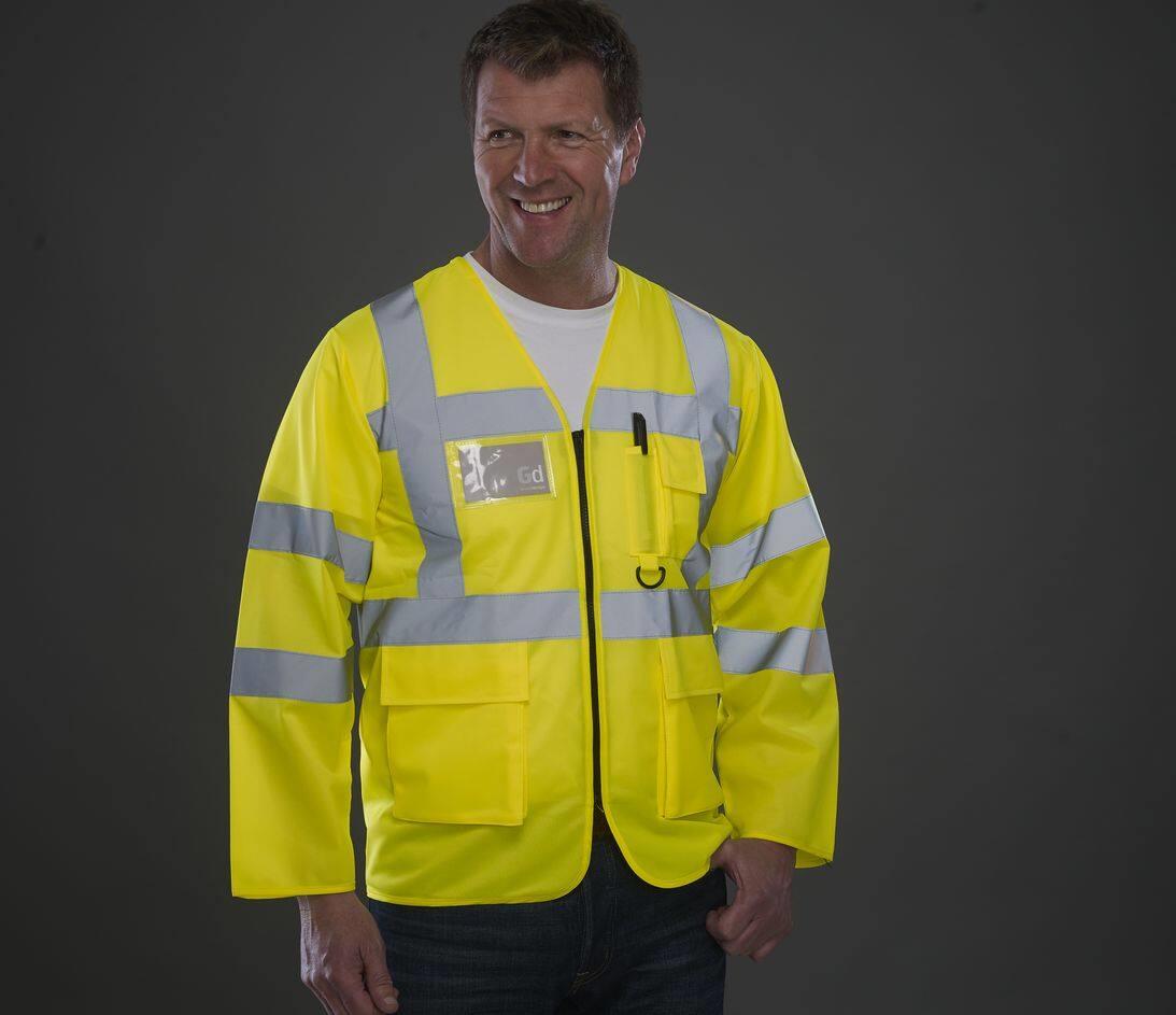 YOKO HI-VIS EXECUTIVE LONG SLEEVE WAISTCOAT bedrukken met eigen logo