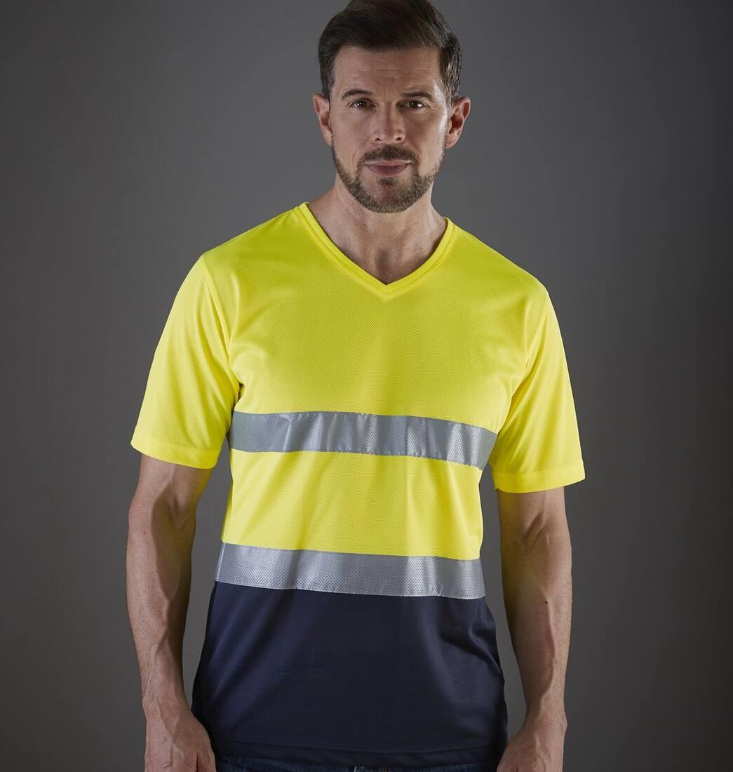 YOKO HI-VIS TOP COOL V-NECK T-SHIRT bedrukken met eigen logo